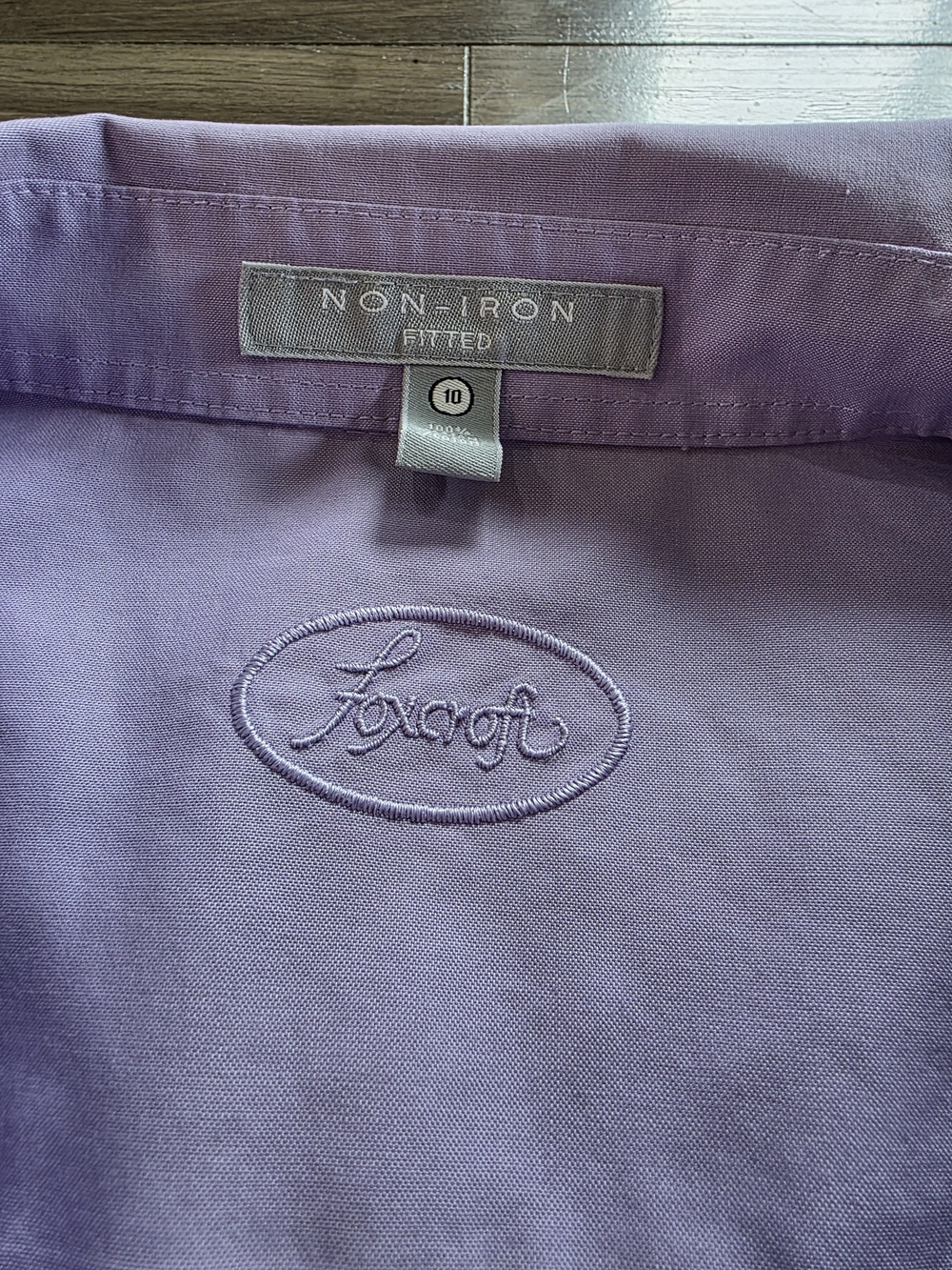Foxcroft Non-Iron Fitted Blouse Lavender Lilac Button-Down Long Sleeve Sz 10 - Picture 2 of 9
